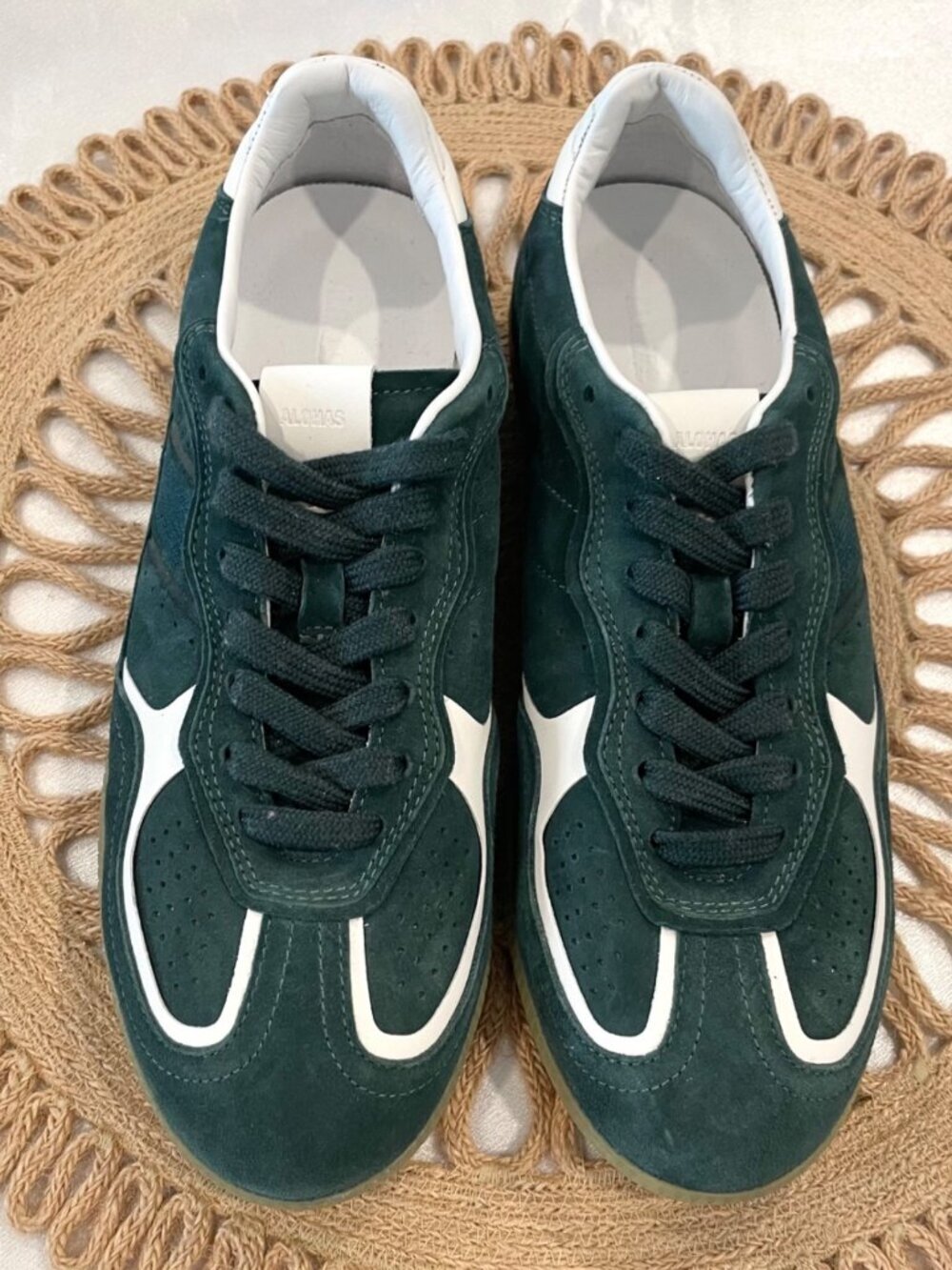 Alohas Tb.490 Rife Forest Green Leather Sneakers Size EU 40 Suede - Picture 3 of 9